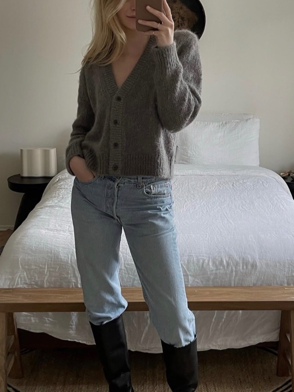 Jenni Kayne Gray Mohair Cardigan - Medium